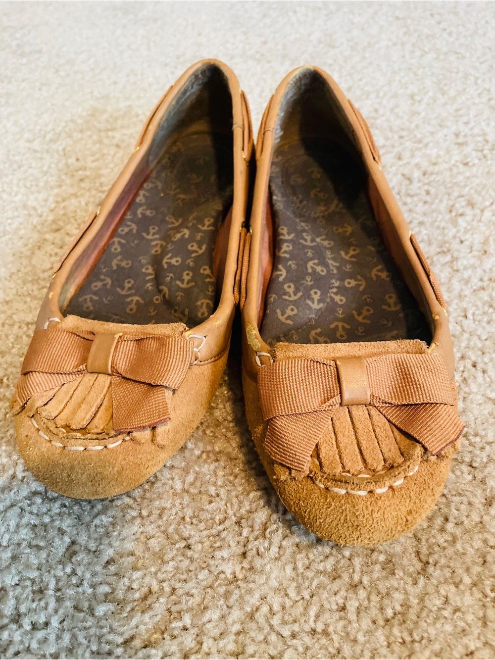 Sperry Chestnut Suede Bow Moccasin Flats